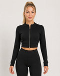 S2 Vetoketjullinen crop takki musta
